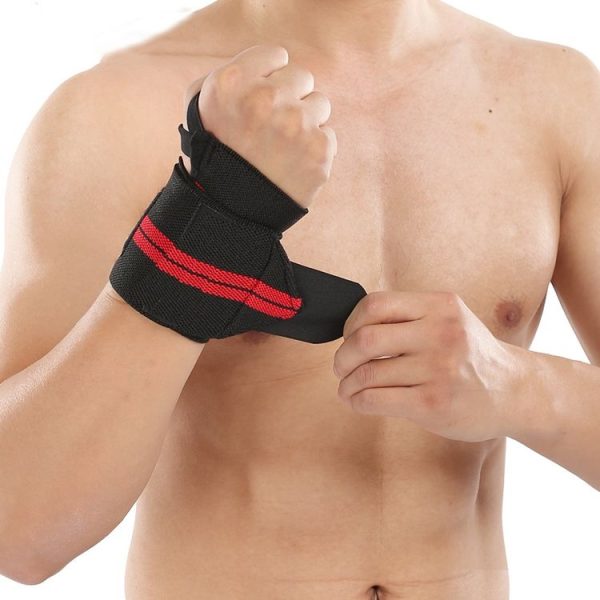 A Pair Fitness Bandage Wrapped Compression Band Weightlifting Compression Bundled Wristband (Black And Yellow) - Image 4