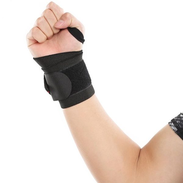 A Pair Fitness Bandage Wrapped Compression Band Weightlifting Compression Bundled Wristband (Black And Yellow) - Image 5