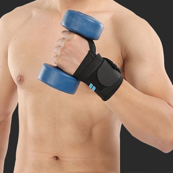 A Pair Fitness Bandage Wrapped Compression Band Weightlifting Compression Bundled Wristband (Black And Yellow) - Image 6