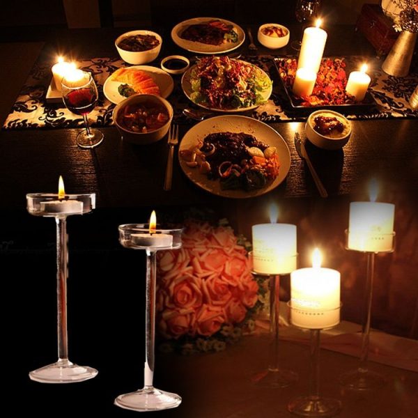 Glass Candlestick Luxury High Candlestick Romantic Dinner Decoration, Size: 18.5cm - Image 2