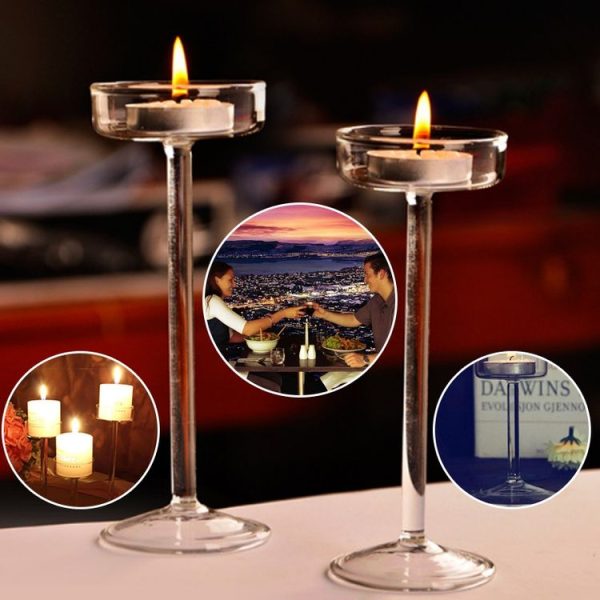Glass Candlestick Luxury High Candlestick Romantic Dinner Decoration, Size: 18.5cm - Image 5