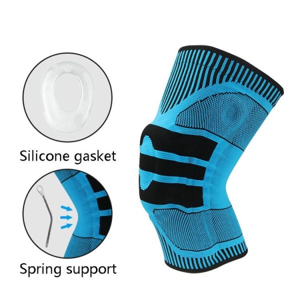 Enhanced Version Silicone Spring Support Knee Pads Knitted High Elastic Breathable Anti-Slip Protective Gear, Size: L (Black And Orange) - Image 3
