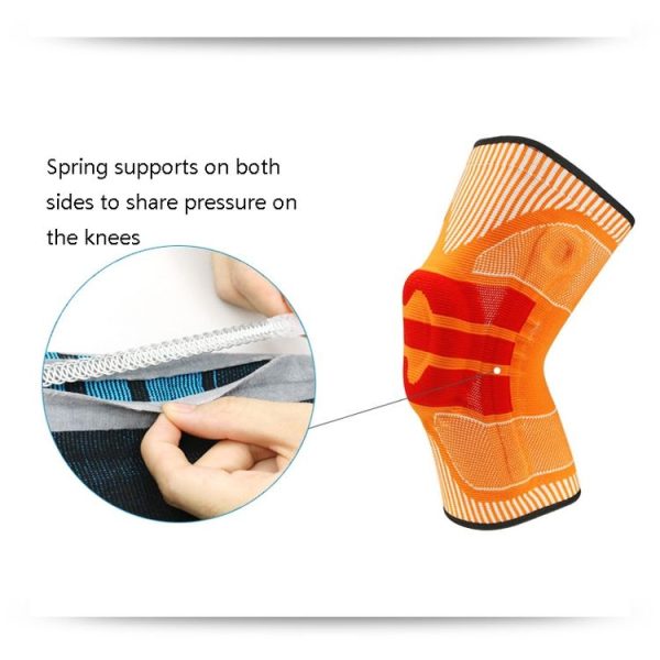 Enhanced Version Silicone Spring Support Knee Pads Knitted High Elastic Breathable Anti-Slip Protective Gear, Size: L (Black And Orange) - Image 4