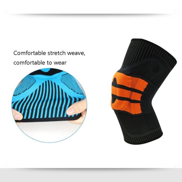 Enhanced Version Silicone Spring Support Knee Pads Knitted High Elastic Breathable Anti-Slip Protective Gear, Size: L (Black And Orange) - Image 6