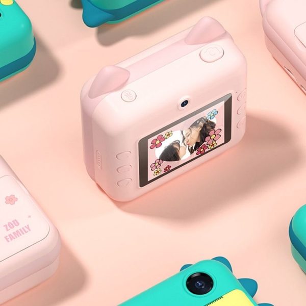 P1 No Card Children Instant Camera 1200W Front And Rear Dual-Lens Mini Print Photographic Digital Camera Toy (Pink Cat) - Image 2
