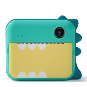 P1 Green Dinosaur 32GB Children Instant Camera 1200W Front And Rear Dual-Lens Mini Print Photographic Digital Camera Toy