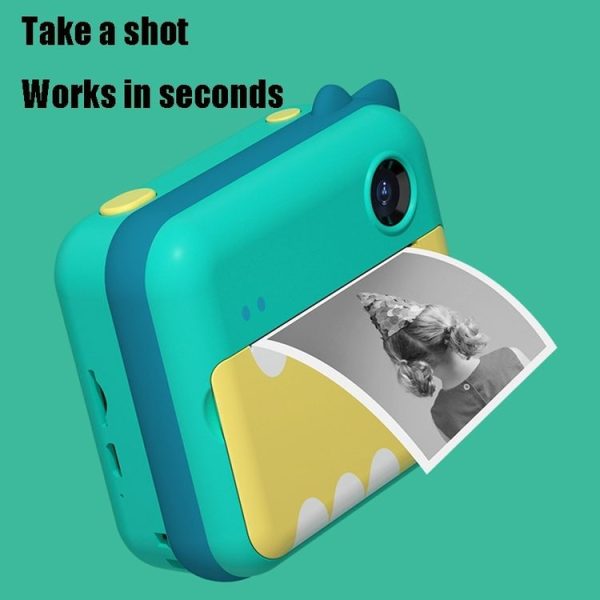 P1 Green Dinosaur 32GB Children Instant Camera 1200W Front And Rear Dual-Lens Mini Print Photographic Digital Camera Toy - Image 2