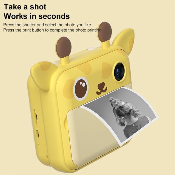 P1 Yellow Fawn 32GB Children Instant Camera 1200W Front And Rear Dual-Lens Mini Print Photographic Digital Camera Toy - Image 2