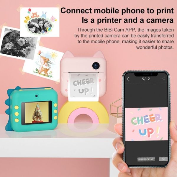 P1 Yellow Fawn 32GB Children Instant Camera 1200W Front And Rear Dual-Lens Mini Print Photographic Digital Camera Toy - Image 3
