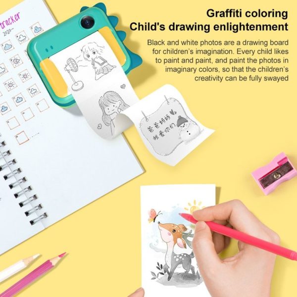P1 Yellow Fawn 32GB Children Instant Camera 1200W Front And Rear Dual-Lens Mini Print Photographic Digital Camera Toy - Image 6