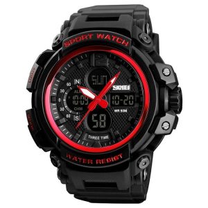 SKMEI 1343 Men Outdoor Sports Waterproof Watch Student Digital Watch (Red Black)