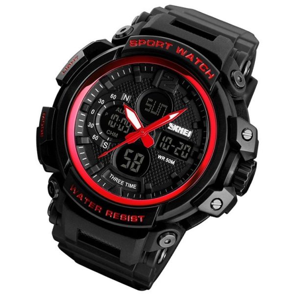 SKMEI 1343 Men Outdoor Sports Waterproof Watch Student Digital Watch (Red Black) - Image 2