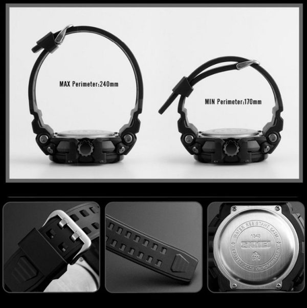 SKMEI 1343 Men Outdoor Sports Waterproof Watch Student Digital Watch (Red Black) - Image 3
