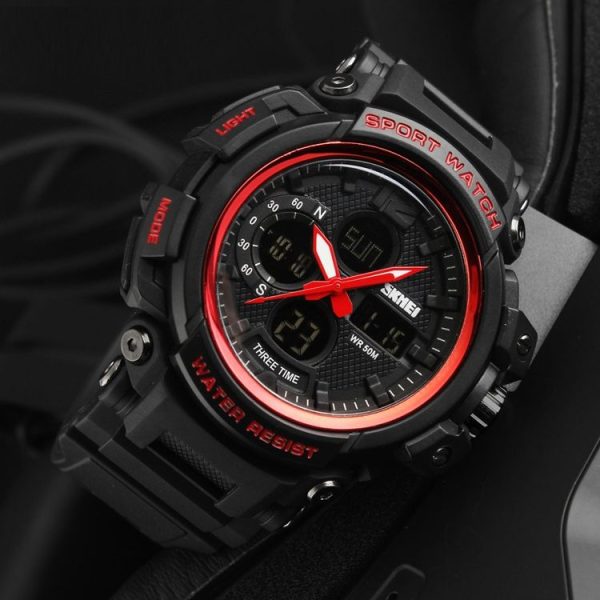 SKMEI 1343 Men Outdoor Sports Waterproof Watch Student Digital Watch (Red Black) - Image 6