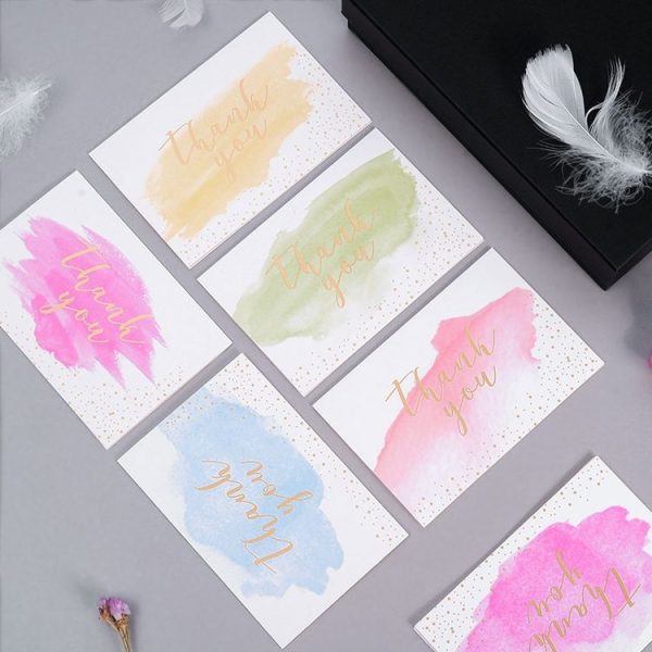 6pcs / Set Greeting Card Thank You Card Set Thanksgiving Holiday Gift Watercolor Card Including Envelope - Image 5