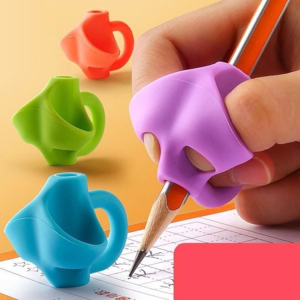 10pcs Children Calligraphy Posture Correction Grip Pen Tool Silicone Three-Finger Pencil Case, Random Colour Delivery - Image 5