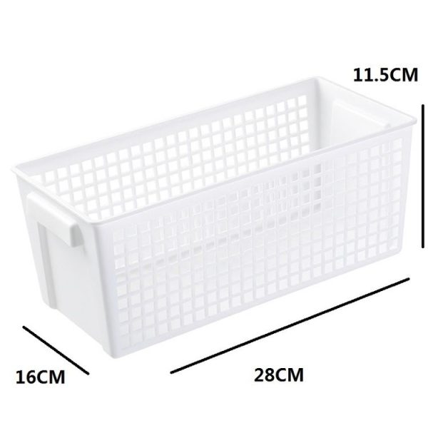 Desktop Snacks & Sundries Storage Basket Rectangular Plastic Storage Basket, Large (White) - Image 2
