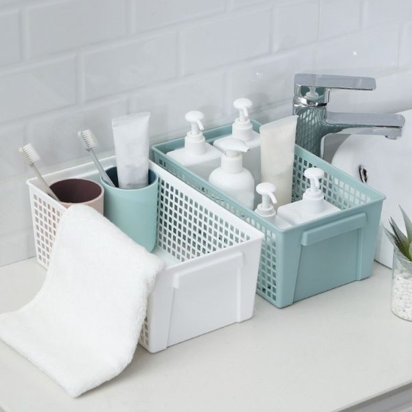 Desktop Snacks & Sundries Storage Basket Rectangular Plastic Storage Basket, Large (White) - Image 9