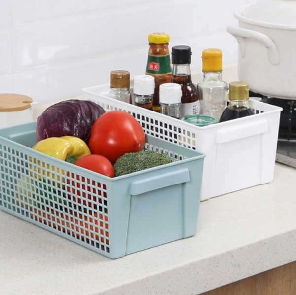 Desktop Snacks & Sundries Storage Basket Rectangular Plastic Storage Basket, Large (Llight Green) - Image 10