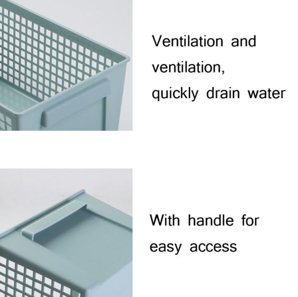 Desktop Snacks & Sundries Storage Basket Rectangular Plastic Storage Basket, Large (Llight Green) - Image 3