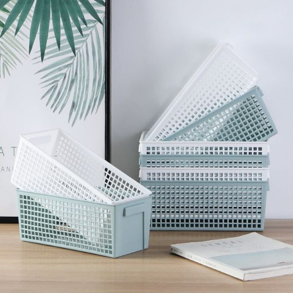 Desktop Snacks & Sundries Storage Basket Rectangular Plastic Storage Basket, Large (Llight Green) - Image 6