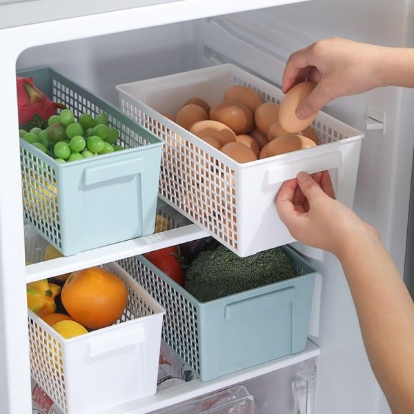 Desktop Snacks & Sundries Storage Basket Rectangular Plastic Storage Basket, Large (Llight Green) - Image 8