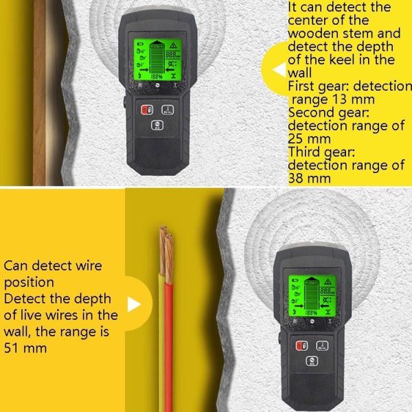 TH310 Wall Detector Magnetic Metal Detector Handheld Wooden Stud Wire Detector (Black) - Image 8