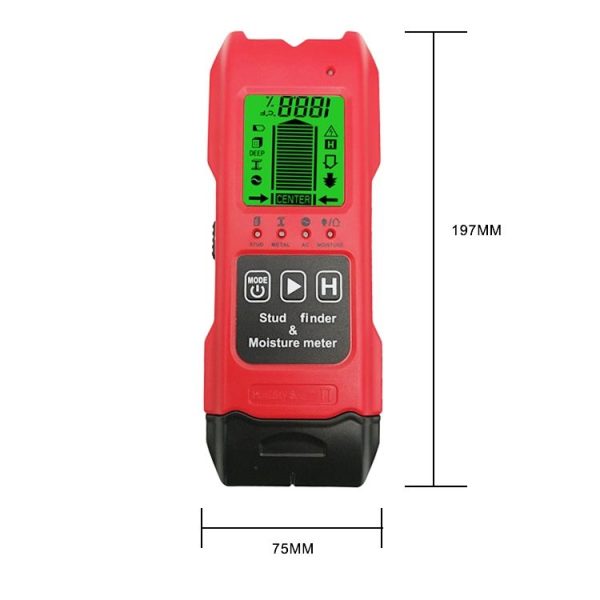 TM200 Wall Detector High-Precision Handheld Metal Wall Detector Measuring Tool (Red) - Image 2