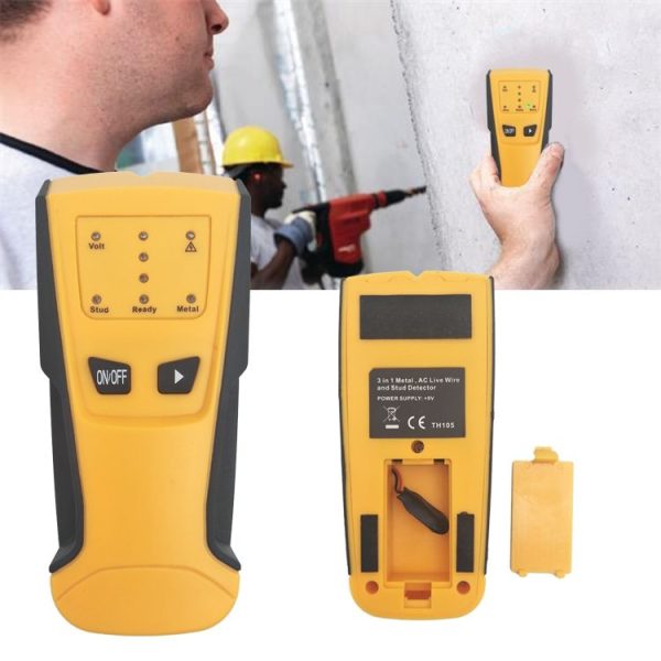 TH105 3 in 1 Handheld Wall Detector Wood Stud Wire Detection Metal Detector Stud Finder (Yellow) - Image 8