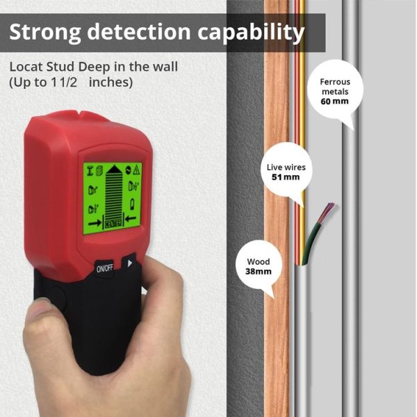 TH220 Wall Detector Handheld High Sensitive Keel Metal Wire Detector (Red) - Image 6