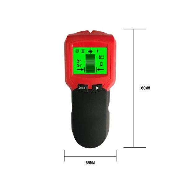 TH300 Handheld Wall Detector Magnetic Metal Detector Beam Column Wire Wood Detector (Red) - Image 4