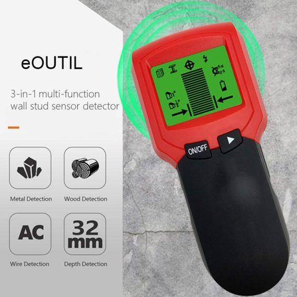 TH300 Handheld Wall Detector Magnetic Metal Detector Beam Column Wire Wood Detector (Red) - Image 6