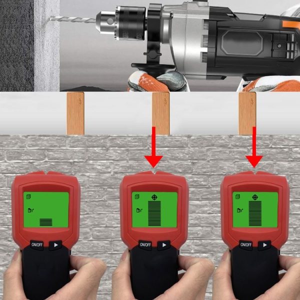 TH300 Handheld Wall Detector Magnetic Metal Detector Beam Column Wire Wood Detector (Red) - Image 8