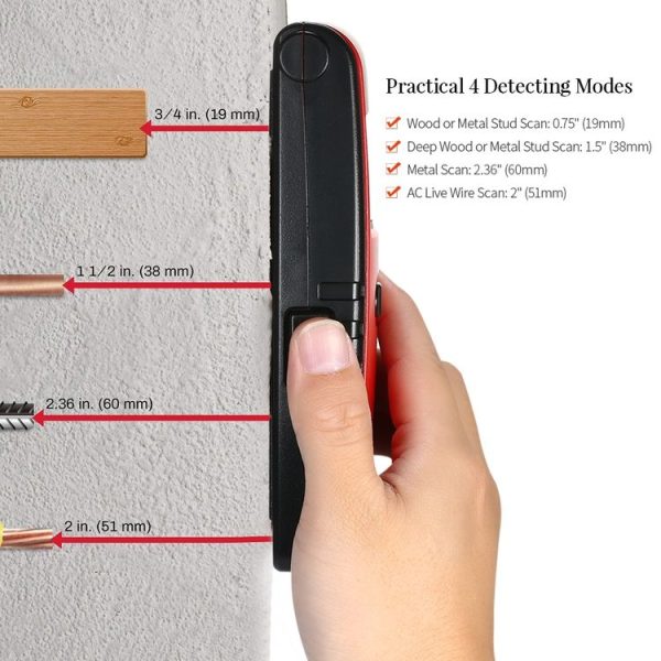 TH240 3 in 1 Underground Metal Detector Wire Wall Stud Center Finder Wood Detector Scanner (Red) - Image 10