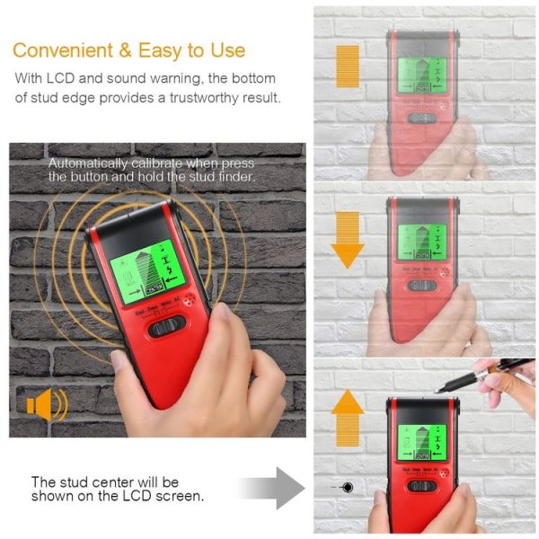 TH240 3 in 1 Underground Metal Detector Wire Wall Stud Center Finder Wood Detector Scanner (Red) - Image 13