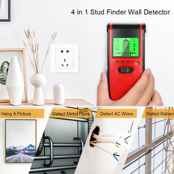 TH240 3 in 1 Underground Metal Detector Wire Wall Stud Center Finder Wood Detector Scanner (Red) - Image 9