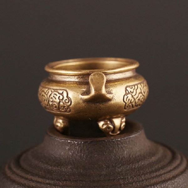Antique Brass Bronze Tripod Censer Furnace Home Decoration (Brass) - Image 2