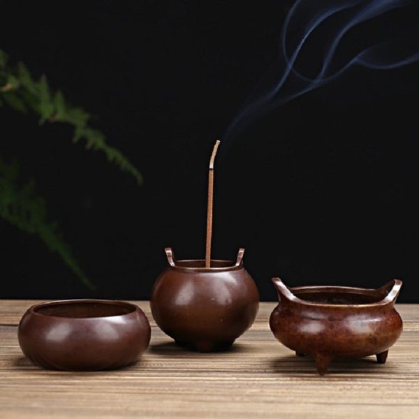 Binaural Incense Burner Pure Copper Household Small Indoor Antique Incense Burner, Style: Hand-played Vatican Incense Burner - Image 6