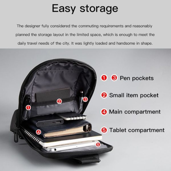 KINGSONS KS3211W Business Casual Chest Bag Water-Repellent Multi-Functional Wear-Resistant Messenger Bag - Image 7