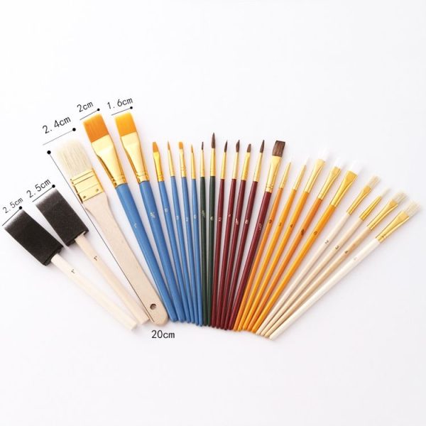 ZHU TING 25 PCS / Set Multifunctional Oil Paint Brush Gouache Watercolor Acrylic Paint Brush Student Painting Supplies - Image 3