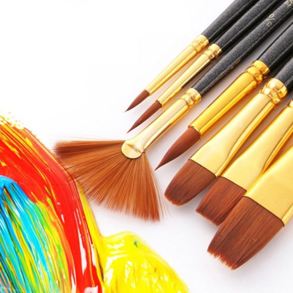ZHU TING 7 in 1 Nylon Brushes Watercolor Brushes And Oil Brushes Art Painting Supplies (Pearl Black) - Image 11