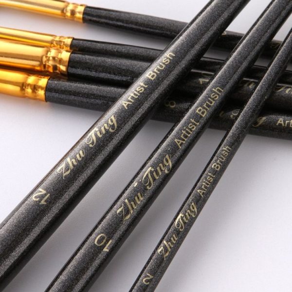 ZHU TING 7 in 1 Nylon Brushes Watercolor Brushes And Oil Brushes Art Painting Supplies (Pearl Black) - Image 6