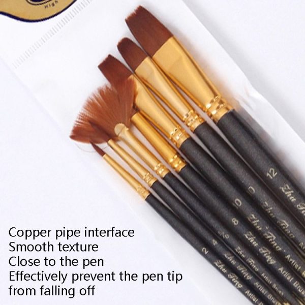 ZHU TING 7 in 1 Nylon Brushes Watercolor Brushes And Oil Brushes Art Painting Supplies (Pearl Black) - Image 8