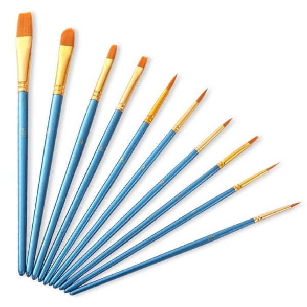 ZHU TING 10 in 1 Pearl Rod Nylon Hair Combination Brush Oil Paint Brush (Blue Rods) - Image 2
