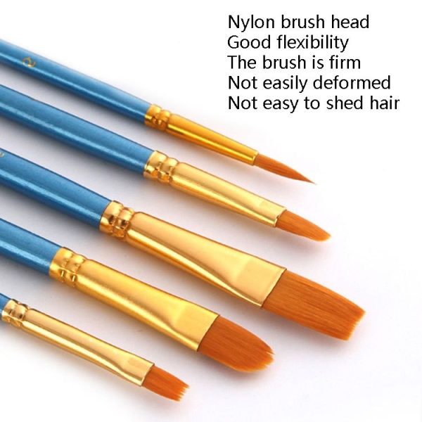 ZHU TING 10 in 1 Pearl Rod Nylon Hair Combination Brush Oil Paint Brush (Blue Rods) - Image 5