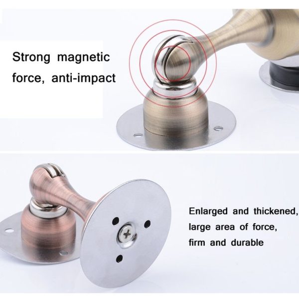 Punch-Free Stainless Steel Thickened Strong Magnetic Door Stopper (Black) - Image 4