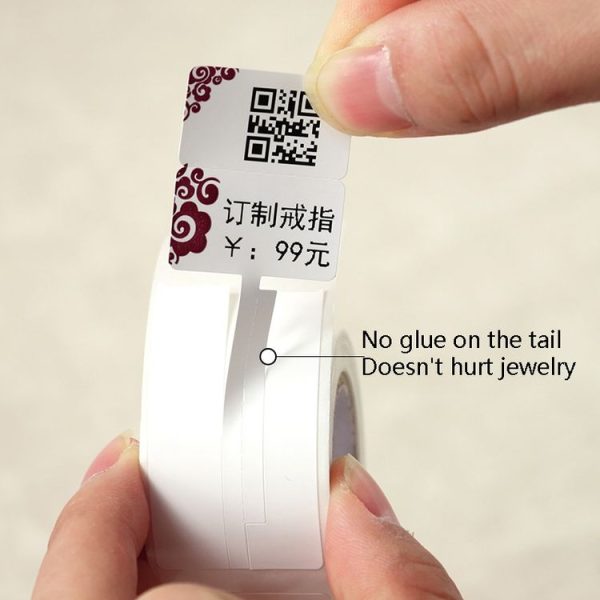 2 PCS Jewelry Tag Price Label Thermal Adhesive Label Paper for NIIMBOT B11 / B3S, Size: Hanging Hole 1 White 400 Sheets - Image 3