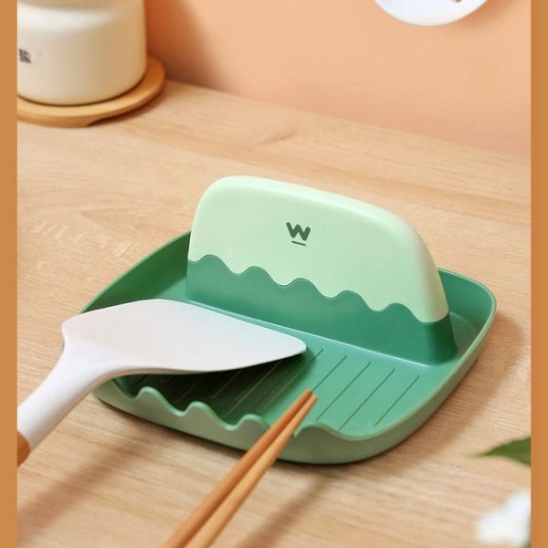 Pot Lid Rack Kitchen Countertop Finishing Storage Bracket Spatula Soup Spoon Chopsticks Rack (Green) - Image 2