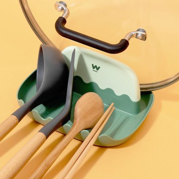 Pot Lid Rack Kitchen Countertop Finishing Storage Bracket Spatula Soup Spoon Chopsticks Rack (Green) - Image 5