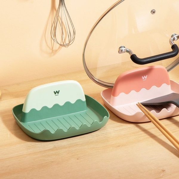 Pot Lid Rack Kitchen Countertop Finishing Storage Bracket Spatula Soup Spoon Chopsticks Rack (Green) - Image 6